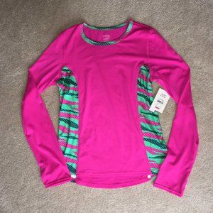 Pink athletic top with thumbholes